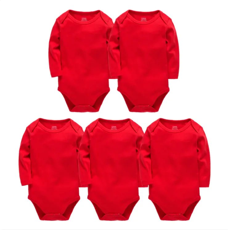 Pure Snug Baby Romper - Long - Sleeved Cotton Onesie - Red - Infants planet