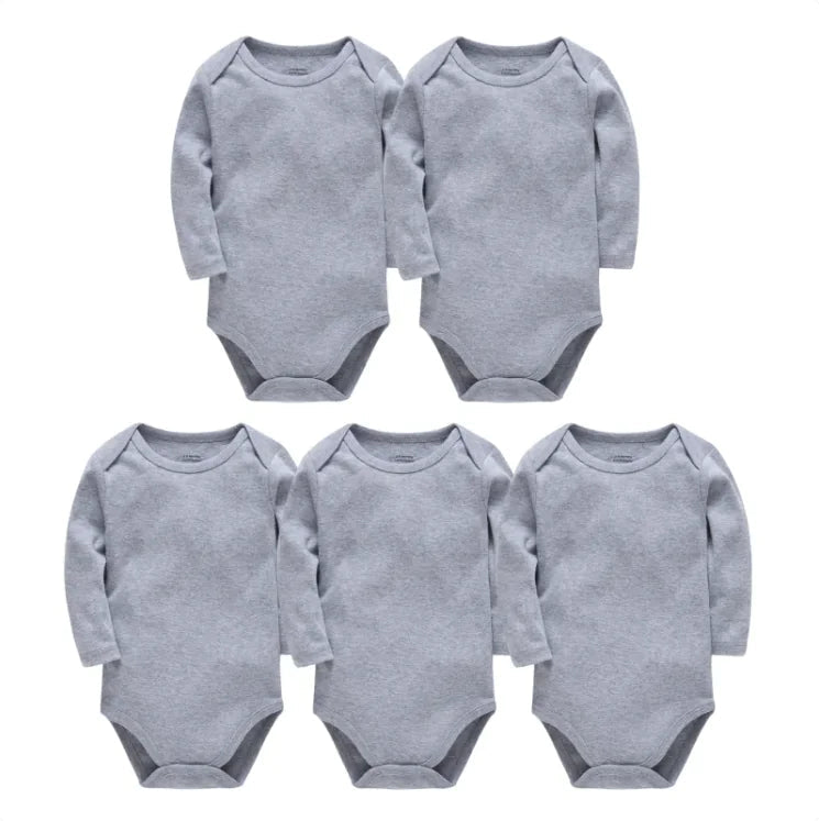 Pure Snug Baby Romper - Long - Sleeved Cotton Onesie - Gray - Infants planet