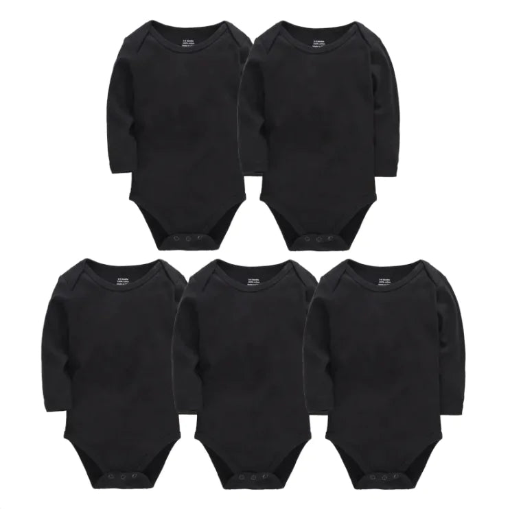 Pure Snug Baby Romper - Long - Sleeved Cotton Onesie - Black - Infants planet