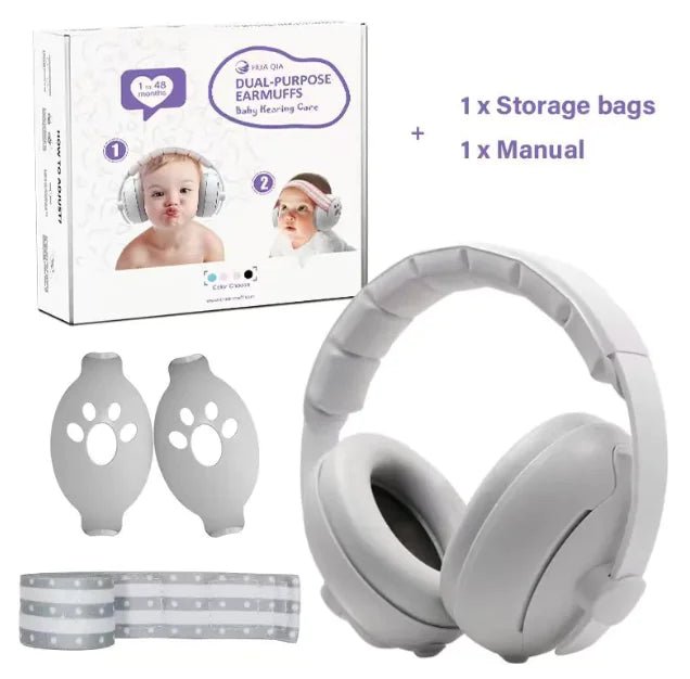 QuietBuds 2 - in - 1 Baby Ear Protectors - Gray Shell Gray Headband - Infants planet