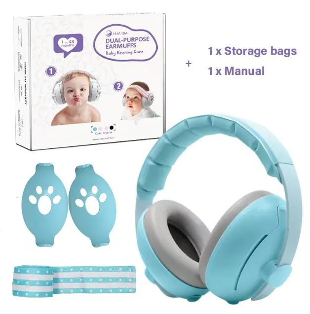 QuietBuds 2 - in - 1 Baby Ear Protectors - Blue Shell Blue Headband - Infants planet