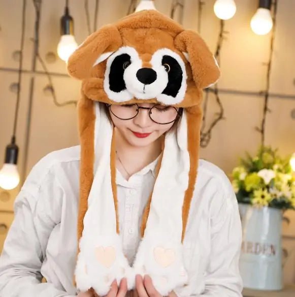 Rabbit Ear Airbag Hat: Fun Plush Toy Cap for Kids and Adults - Bear - Infants planet