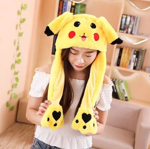 Rabbit Ear Airbag Hat: Fun Plush Toy Cap for Kids and Adults - pikachu - Infants planet