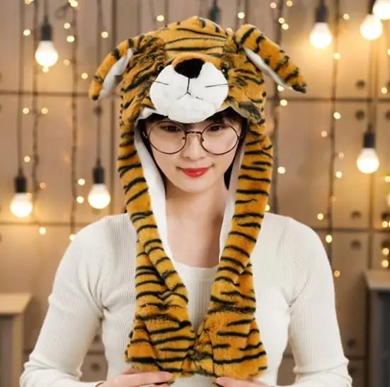 Rabbit Ear Airbag Hat: Fun Plush Toy Cap for Kids and Adults - tiger - Infants planet