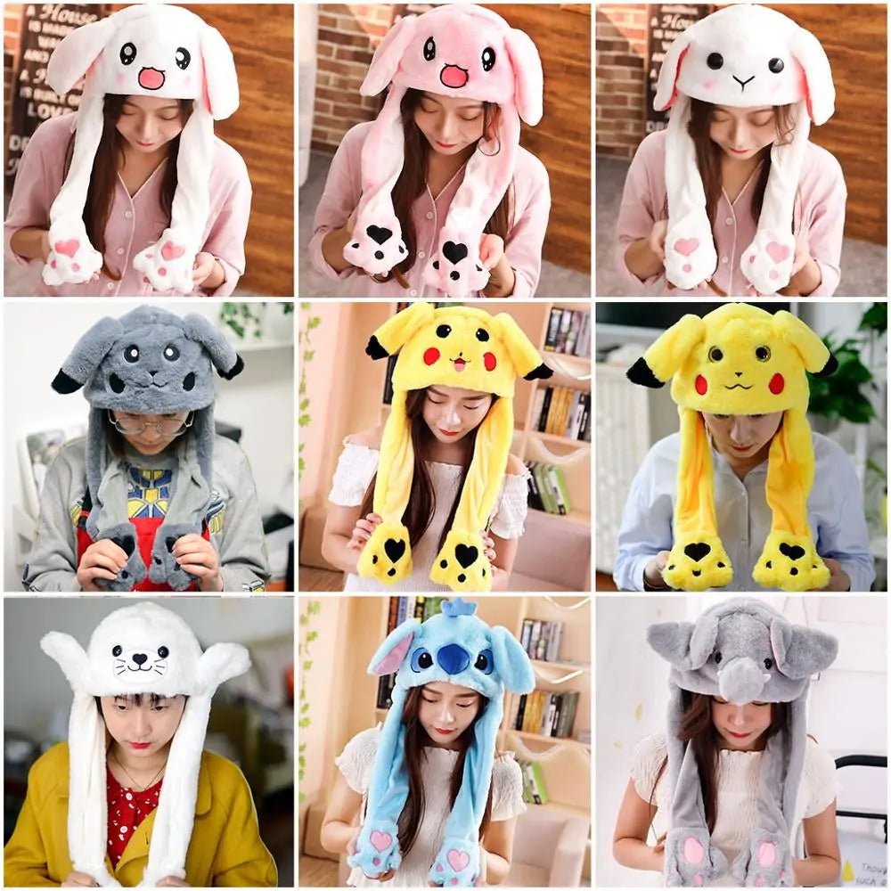 Rabbit Ear Airbag Hat: Fun Plush Toy Cap for Kids and Adults - brown dog - Infants planet