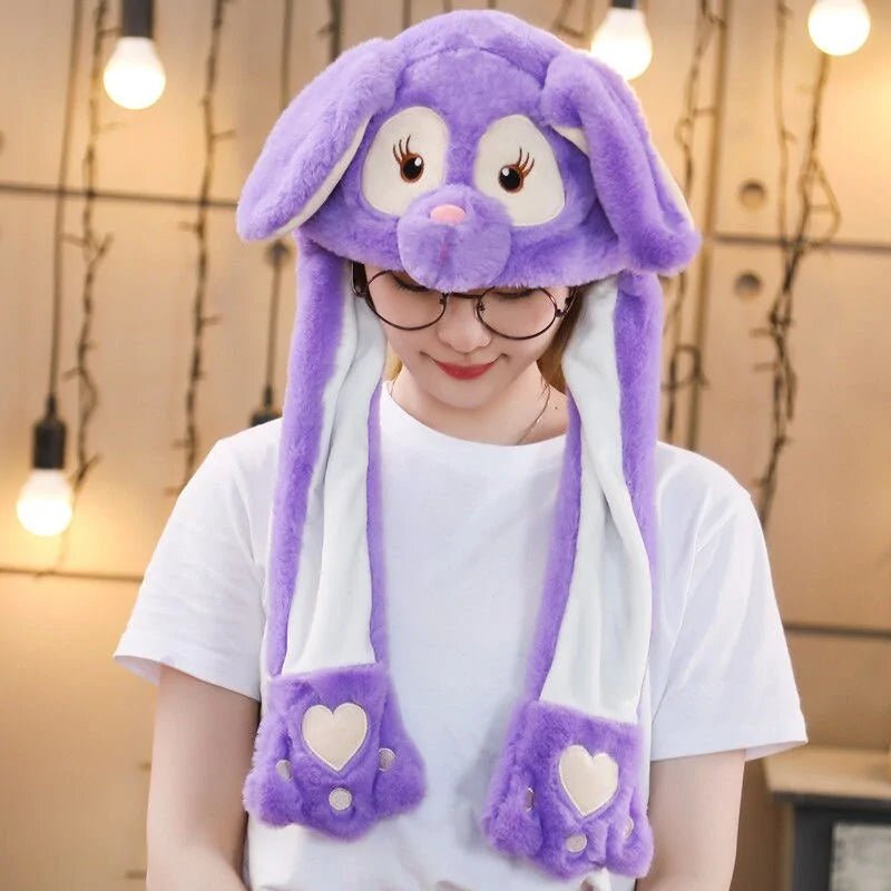 Rabbit Ear Airbag Hat: Fun Plush Toy Cap for Kids and Adults - purple - Infants planet