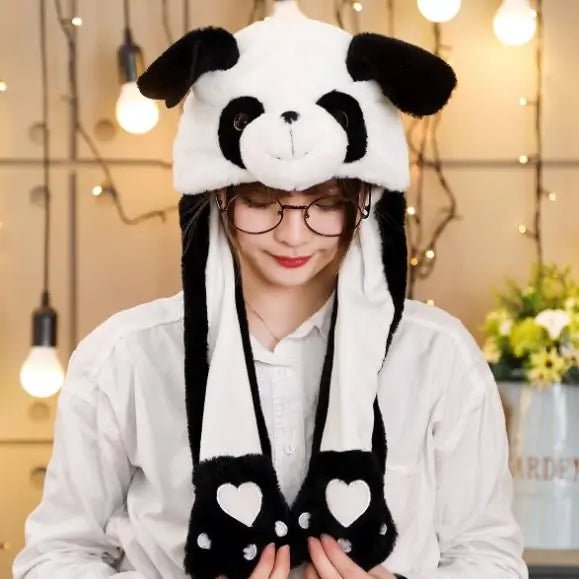 Rabbit Ear Airbag Hat: Fun Plush Toy Cap for Kids and Adults - panda - Infants planet