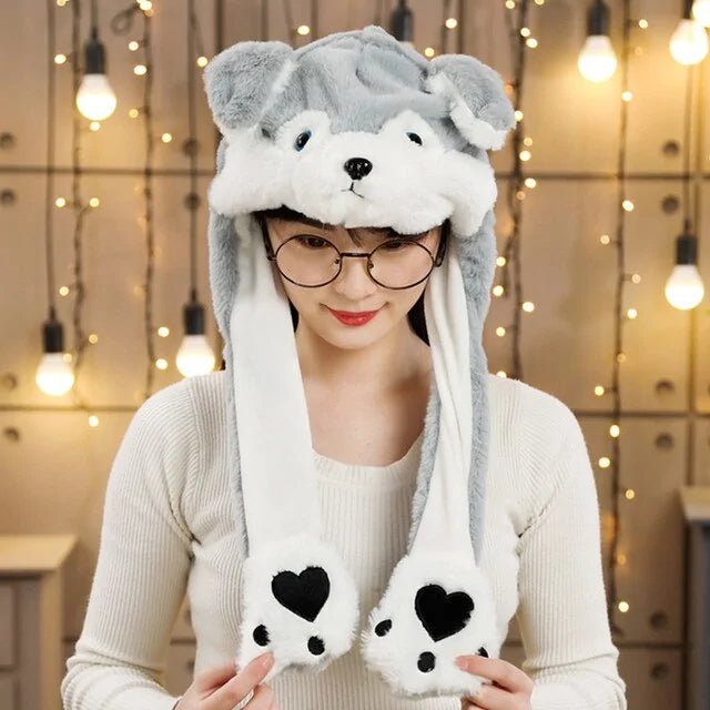 Rabbit Ear Airbag Hat: Fun Plush Toy Cap for Kids and Adults - brown dog - Infants planet