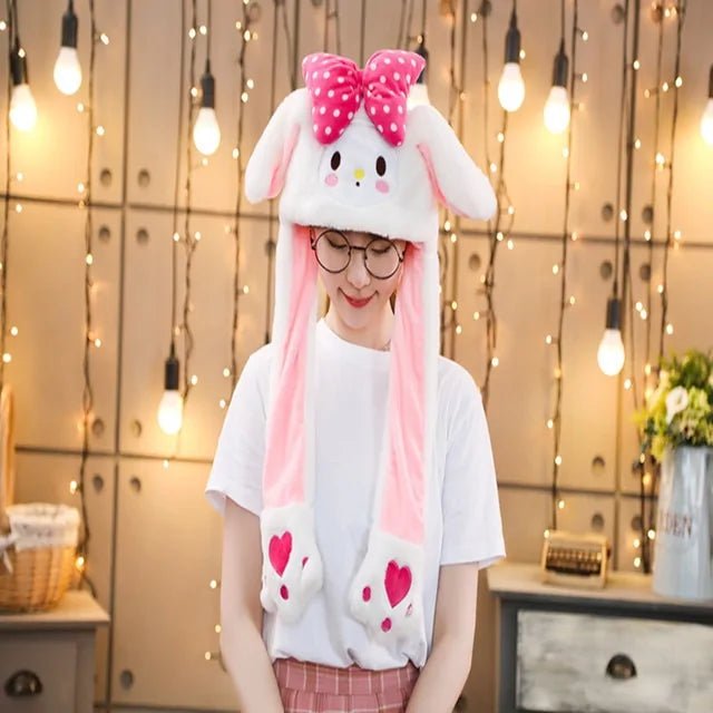 Rabbit Ear Airbag Hat: Fun Plush Toy Cap for Kids and Adults - White Melody - Infants planet