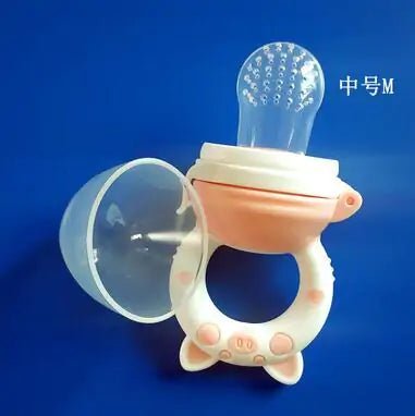 Silicone Teether & Fresh Food Feeder for Babies (3 - 12 Months) - Pig Pink White M - Infants planet