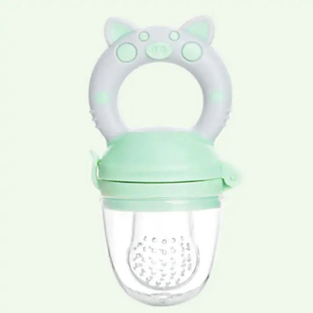 Silicone Teether & Fresh Food Feeder for Babies (3 - 12 Months) - Pig Pink White M - Infants planet