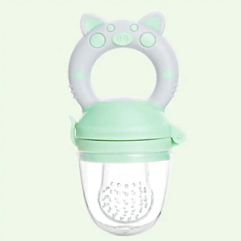 Silicone Teether & Fresh Food Feeder for Babies (3 - 12 Months) - Pig Pink White M - Infants planet