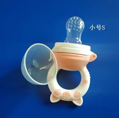 Silicone Teether & Fresh Food Feeder for Babies (3 - 12 Months) - Pig Pink White M - Infants planet