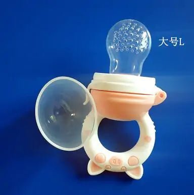 Silicone Teether & Fresh Food Feeder for Babies (3 - 12 Months) - Pig Pink White M - Infants planet
