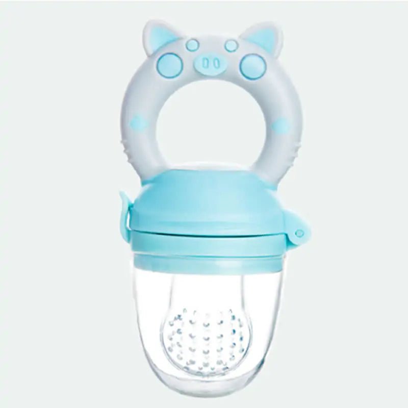 Silicone Teether & Fresh Food Feeder for Babies (3 - 12 Months) - Pig Pink White M - Infants planet