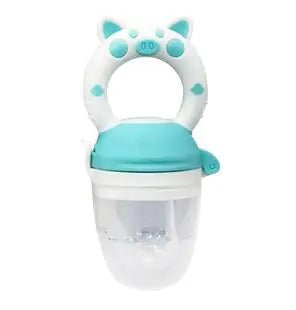 Silicone Teether & Fresh Food Feeder for Babies (3 - 12 Months) - Pig Pink White M - Infants planet
