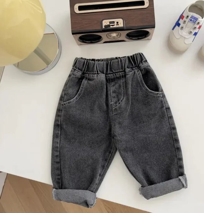 Soft Casual Children Simple Solid Color Jeans - Black - Infants planet