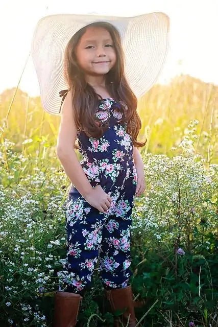 Tie - Up Playsuit For Kids - Black Flower - Infants planet