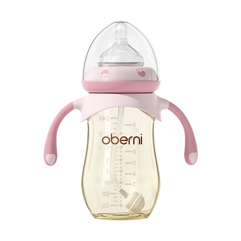 Triple - Action Anti - Colic Wide Caliber Feeding Bottle - 240ml Cow Fruit Green Cross - Infants planet