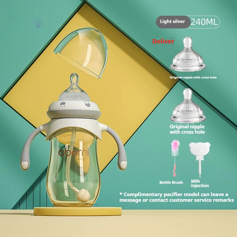Triple - Action Anti - Colic Wide Caliber Feeding Bottle - 240ml Light Silver Cross - Infants planet