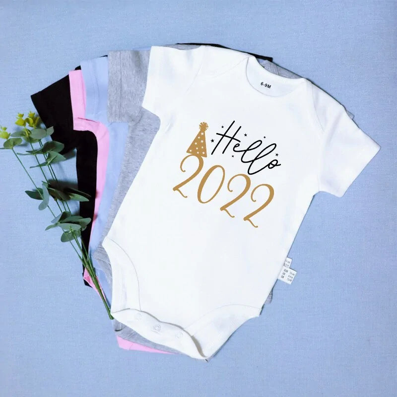 Hello 2022 Newborn Baby Bodysuit Romper - Black - Infants planet