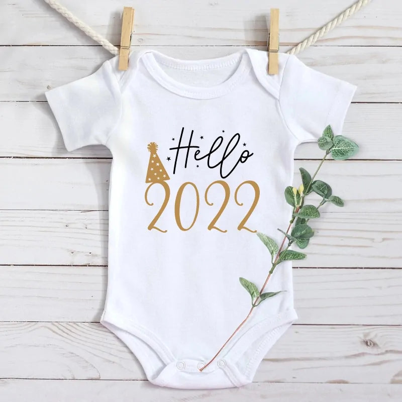 Hello 2022 Newborn Baby Bodysuit Romper - Black - Infants planet