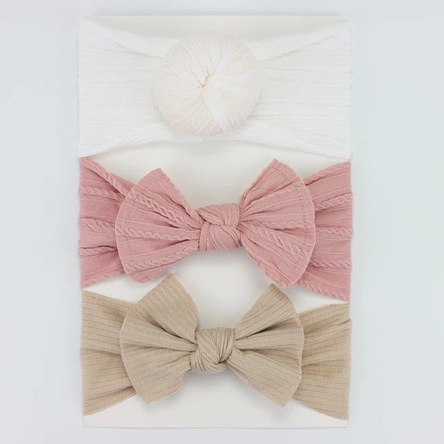 3Pcs/Lot Knit Baby Headband Bow Set - Infants planet