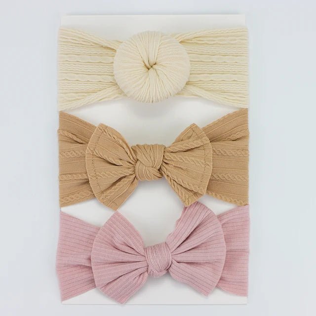 3Pcs/Lot Knit Baby Headband Bow Set - Infants planet