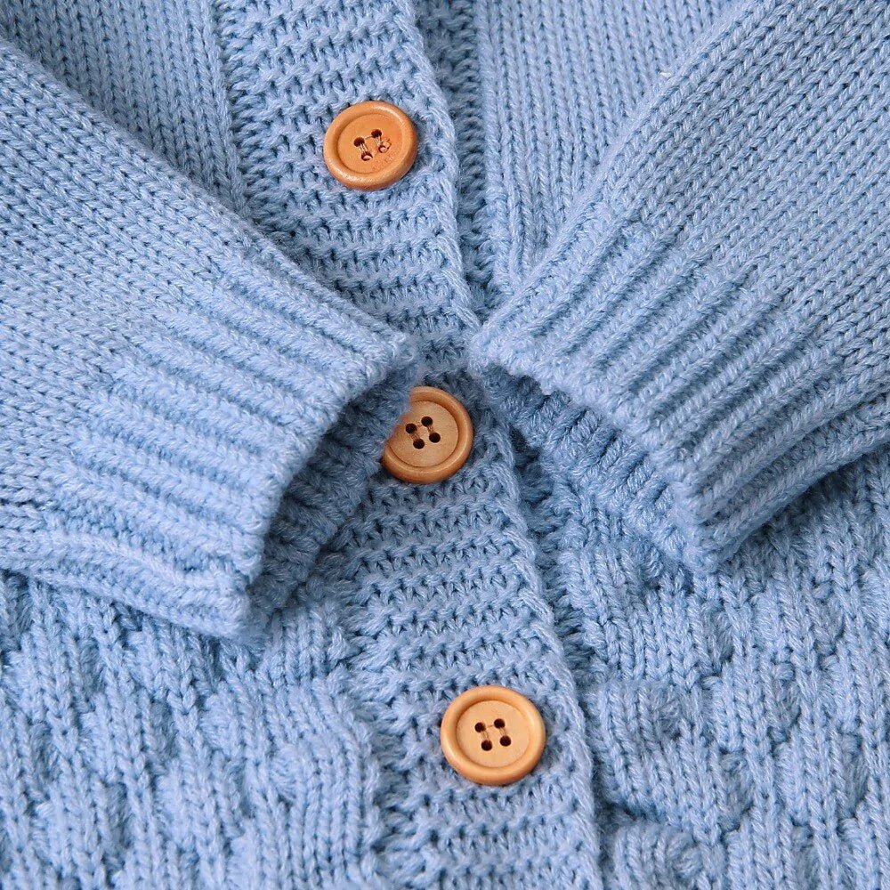 Baby Romper Bear Ear Knit Hooded Jumpsuit - Infants planet