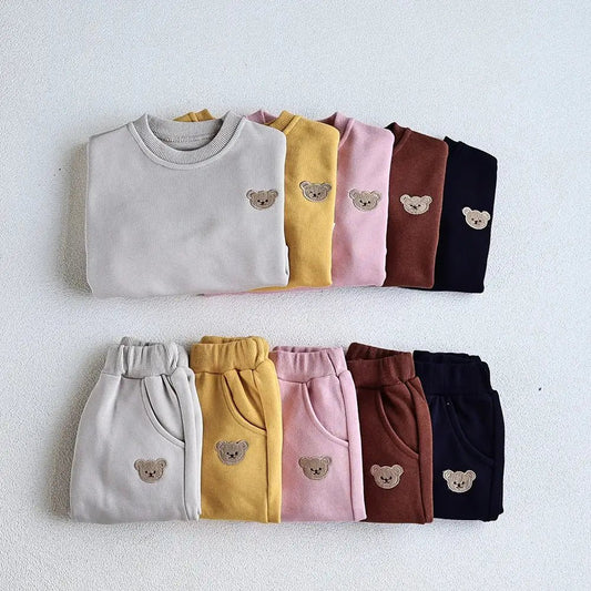 Bear Embroidery Sweatshirt And Pants - Infants planet