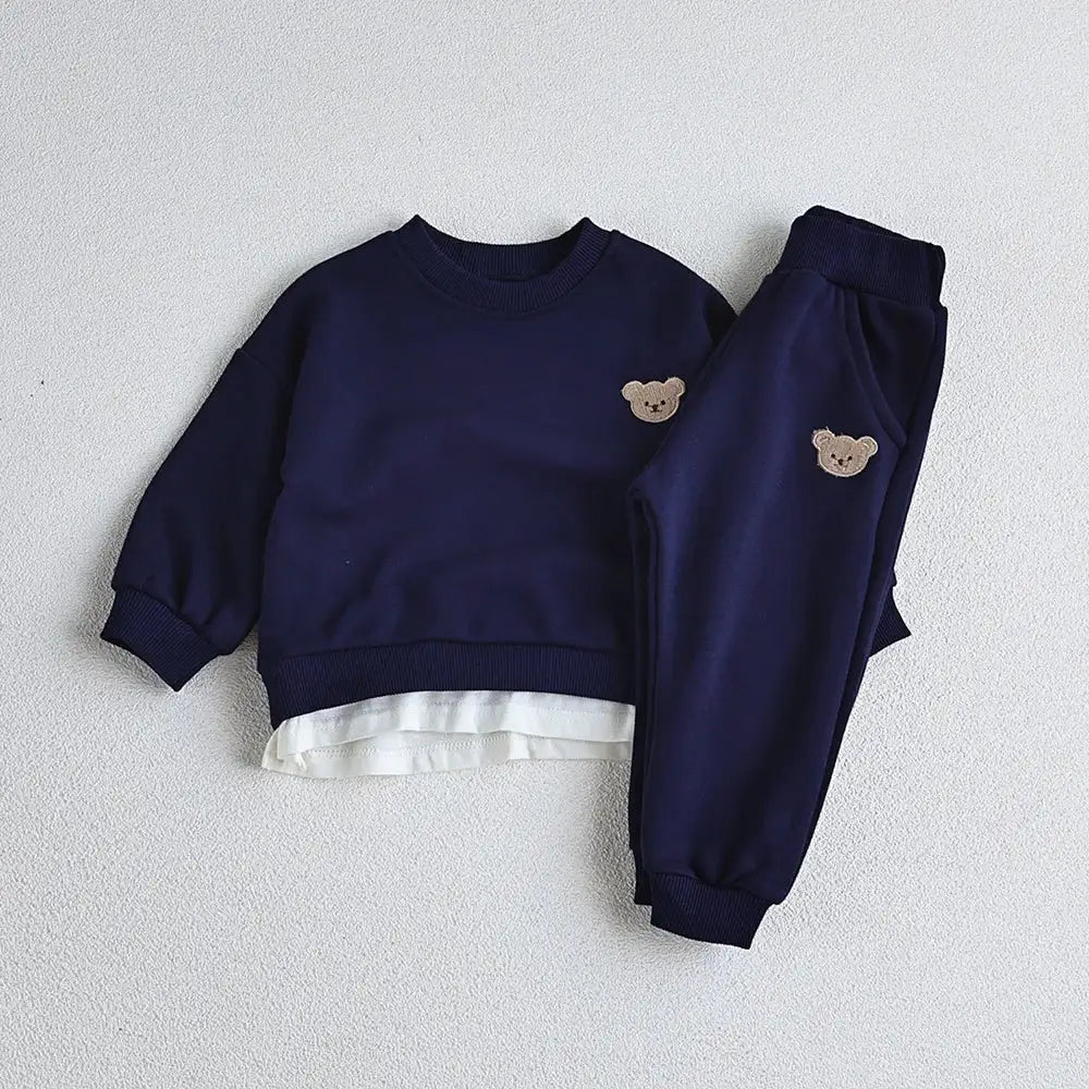 Bear Embroidery Sweatshirt And Pants - Infants planet