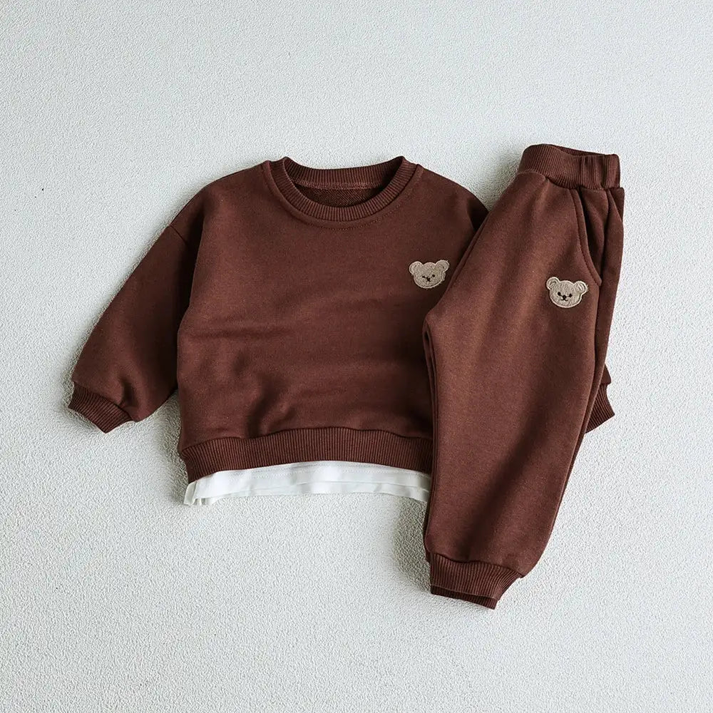 Bear Embroidery Sweatshirt And Pants - Infants planet