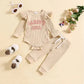 Candy Color Striped Embroidered Suit - Creamy white - Infants planet
