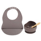 Colorful Silicone Feeding Set for Babies: Bib, Plate, Bowl, and Spoon - Dark gray - Infants planet