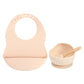 Colorful Silicone Feeding Set for Babies: Bib, Plate, Bowl, and Spoon - Peach - Infants planet