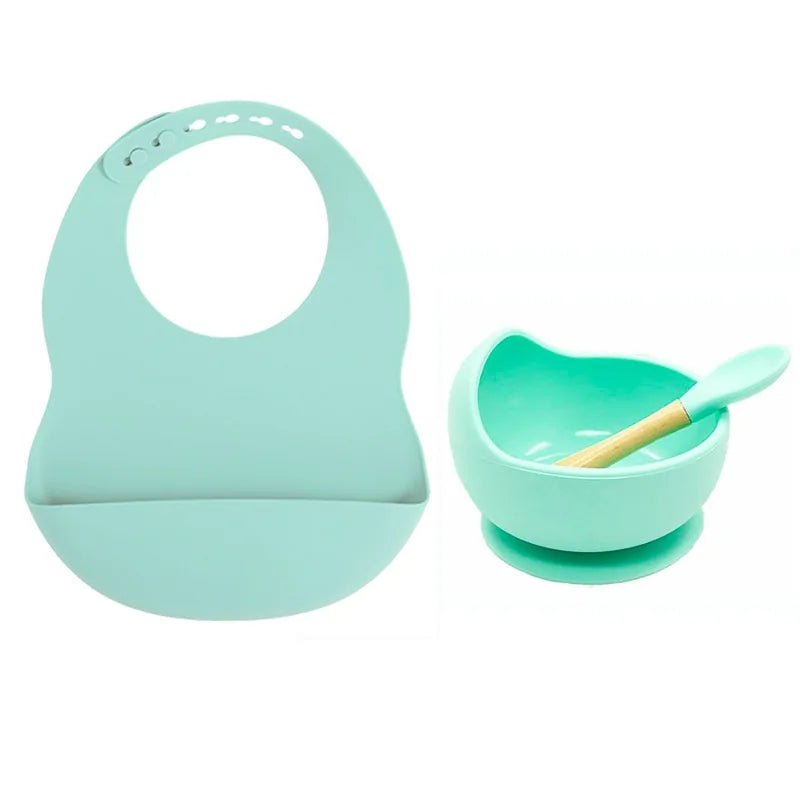 Colorful Silicone Feeding Set for Babies: Bib, Plate, Bowl, and Spoon - Infants planet