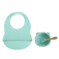 Colorful Silicone Feeding Set for Babies: Bib, Plate, Bowl, and Spoon - Mint bear - Infants planet