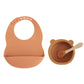 Colorful Silicone Feeding Set for Babies: Bib, Plate, Bowl, and Spoon - Pumpkin bear - Infants planet