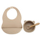 Colorful Silicone Feeding Set for Babies: Bib, Plate, Bowl, and Spoon - Taupe bear - Infants planet