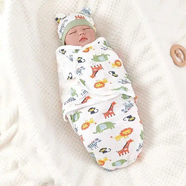 Cotton Baby Swaddle Blanket With Hat - Infants planet