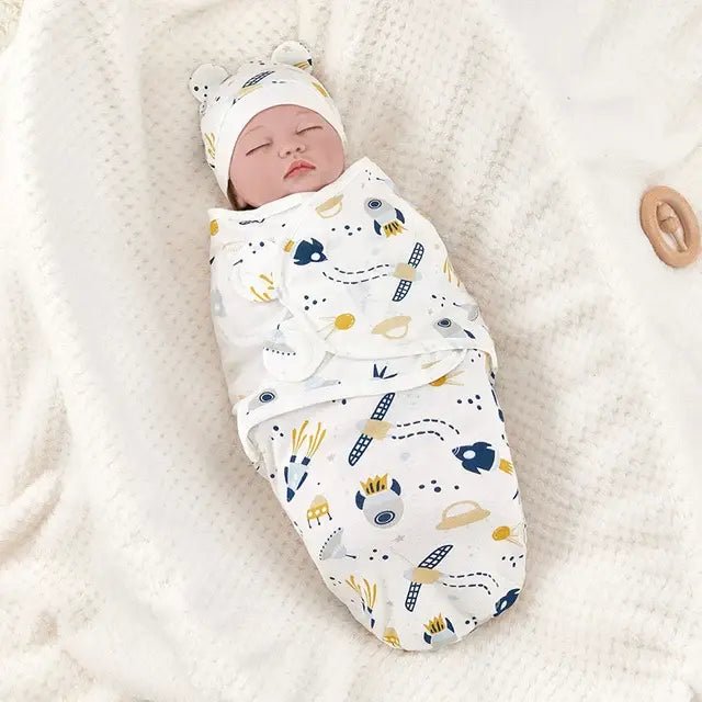 Cotton Baby Swaddle Blanket With Hat - Infants planet