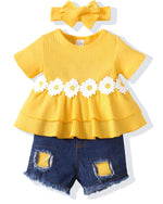 Daisy Delight Toddler Girls' Summer Outfit Set 2T - 3T - Yellow Daisy - Infants planet