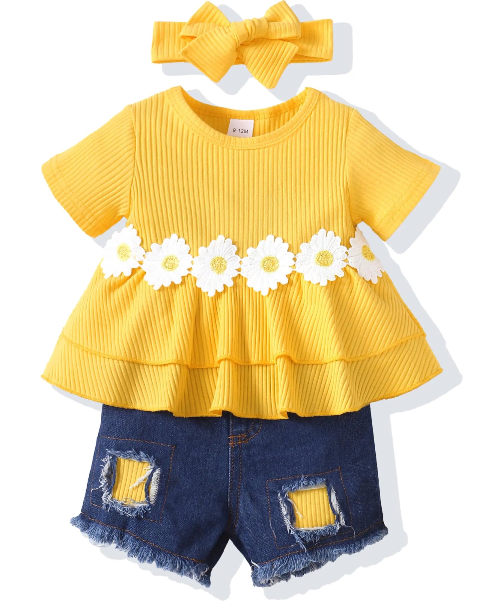 Daisy Delight Toddler Girls' Summer Outfit Set 2T - 3T - Yellow Daisy - Infants planet