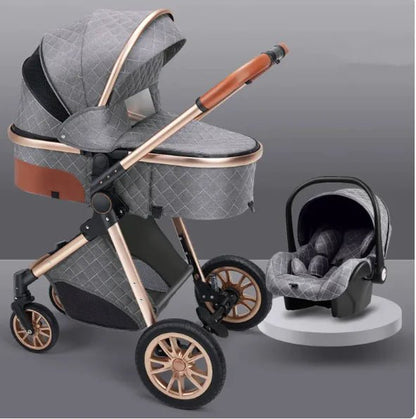 Folding Baby Stroller - Golden Tube Gentleman Grey - Infants planet