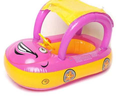 Inflatable Kids Swim Float with Car Canopy - Light blue - Infants planet
