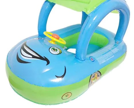Inflatable Kids Swim Float with Car Canopy - Light blue - Infants planet