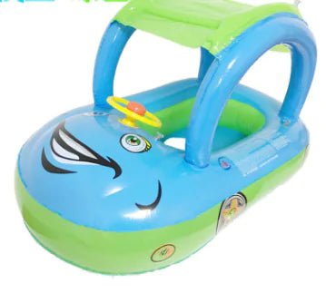 Inflatable Kids Swim Float with Car Canopy - Light blue - Infants planet