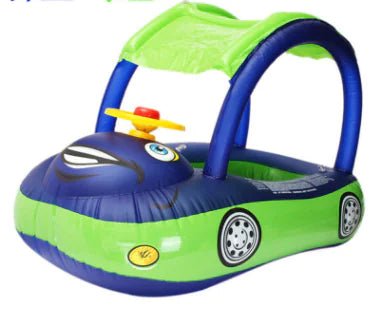 Inflatable Kids Swim Float with Car Canopy - Navy blue - Infants planet