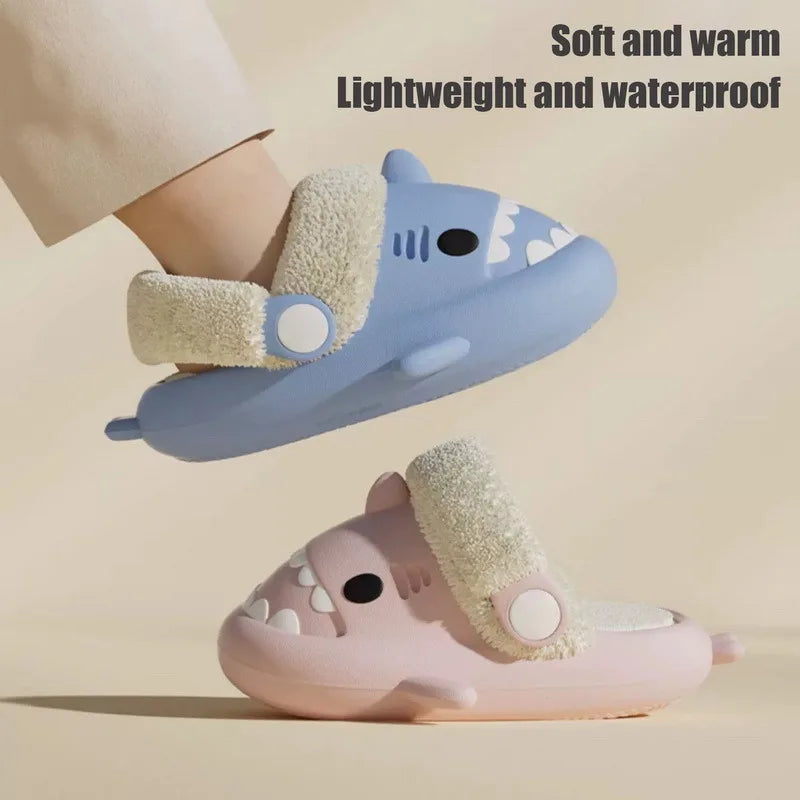 Detachable Kids Winter Shark Slippers