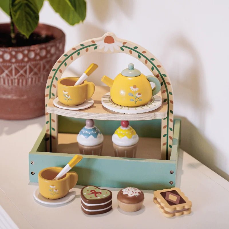 Kids Wooden Tea Party Playset - Kitchen Play House - Infants planet